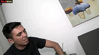 the tattooed hot rapha ninfeta plays with a guy, sucking and fucking his big cock