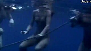 Underwater Swimming Girls Show Tight Bodies On Tenerife Yacht Adventure