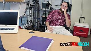 muscled white bear gets pounded by huge black cock