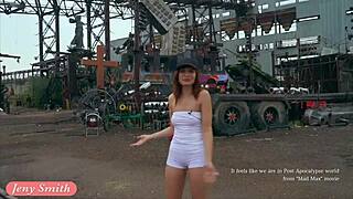 Jeny Smith Teases Big Ass In Tight Suit During Public Casting