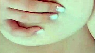 Cute Student Teasing Her Huge Boobs On Bed