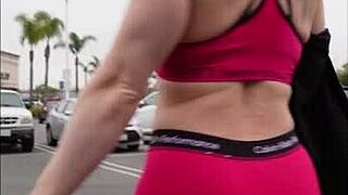 After the gym, this fit milf gets fucked in the car and receives a facial.
