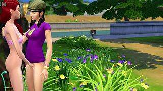 lesbians get naughty with steamy action at the park