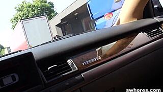 Brunette street hooker sucks cock and offers ass pov action