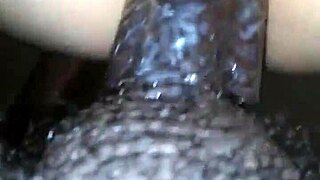 Hairy pussy meets huge BBC in homemade interracial fuck