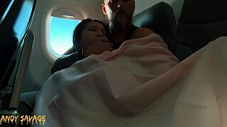 Public fingering Asian on airplane mile high club!