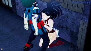 mina, momo, and izuku in intense sex scene from my hero academia hentai