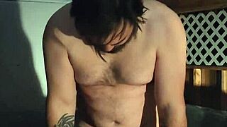 Lonely wife relaxes in the hottub with friends