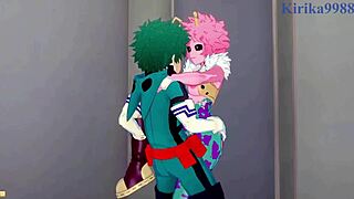 mina, momo, and izuku in intense sex scene from my hero academia hentai