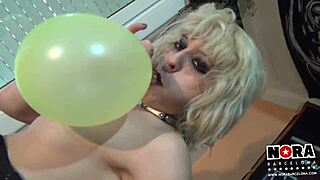 Blonde Nora's Rubber Balloon Fetish In Hardcore Porn Scene