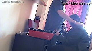 Secretary gives blowjob to boss on CCTV camera.