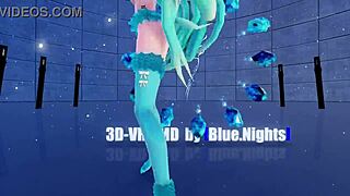 Blue K Nights: Cat Fate Cosplay Adult Miku in 3D VR180.