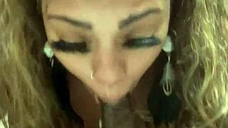 Young ebony girl shows love to dildos