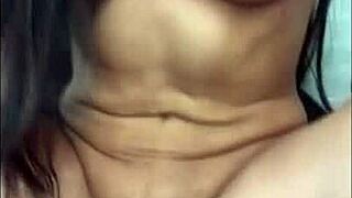 Athletic brunette with big tits and clit teases with dildo, wants to debut in porn