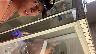 Funny straight jock records gay guy in shower. He gives passionate kiss to hairy ass.