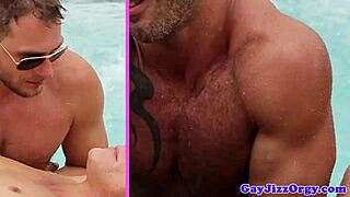 orgy loving athletic hunks in hardcore outdoor group fun with blowjobs and masturbation