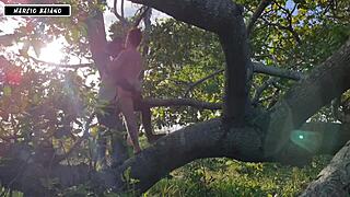 Hey, check out this sexy girl offering herself to a hung stud from the Amazon forest for wild anal fun!