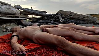 amateur french couple stepmom and stepson masturbate on public nudist beach in greece with cumshots - misscreamy