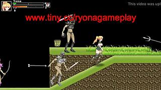 Cute blonde girl hentai having sex with a lot of soldiers men in battle of girls new gameplay hentai