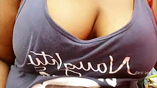 Sexy indian maid cleans the house with her big boobs bouncing under the uniform.