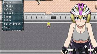 The blonde loses the race and the guy grabs her big tits on the street.