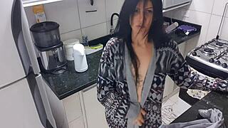 Sensual Lady Masturbates In Kitchen!