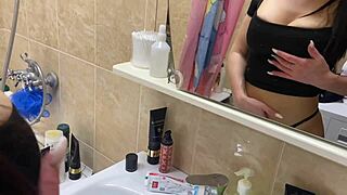 Damn! Spying on Big-Boobed Stepmom in Bathroom Turns Me On!