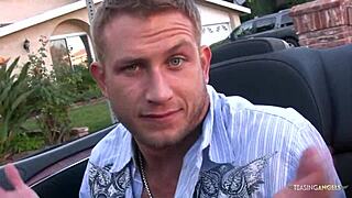 watch this brunette hottie lick and moan while getting cum on her back?