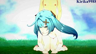 Faruzan, Layla, and Aether in Wild Genshin Impact Hentai. Intense 3D Sex!