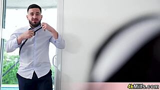 Sexy MILF wife in white fishnets gets tested by hubby right now