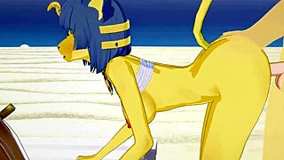 Ankha from Animal Crossing gets beach fucking