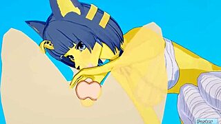 Ankha from Animal Crossing gets beach fucking