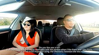 i'm the tv host who became a porn actress, and i love giving blowjobs in the car with my natural tits out