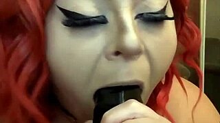 Lexi Red, deepthroat queen, chokes hard on sloppy action