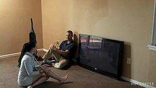 Curvy Latina Wife Fucks Cable Guy Abroad