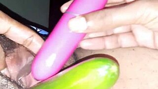 this sexy indian wife is using a cucumber on her pussy 😍