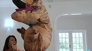 big ass latina teen 18+ chased by lesbian loving trex on a hoverboard then fucked