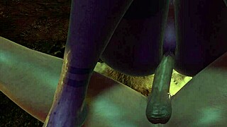 Purple elf bounces her big round butt in POV.