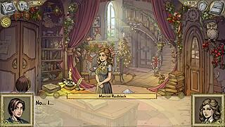 she tries to jerk me off in innocent witches gameplay. does she give a blowjob cumshot?