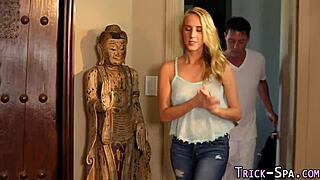 Young girl gets scammed and then gets a massage with cum
