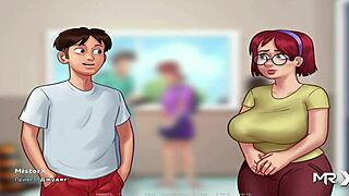 summertimesaga - i'll teach you french, episode 1 scene 35, in anime hentai style with european cartoon elements.