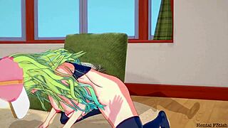 i watch miss kobayashi's dragon maid hentai where lucoa rides a huge cock and gets cumshot on her big tits