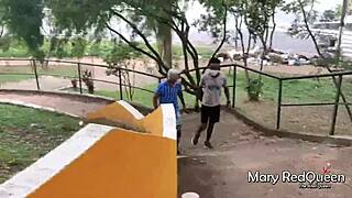 Monster cock group catches lingerie masturbation in public, big black cock sucking interracial