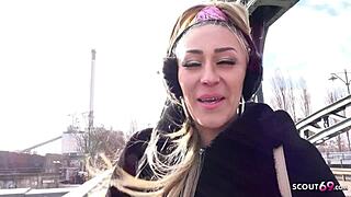 german scout picks up blonde barkeeper for anal job