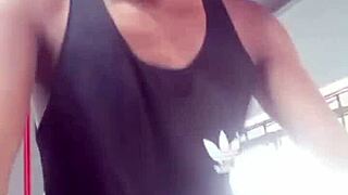 Two Young Amateurs Exchange Looks At Gym, Then He Fucks Her Shaved Pussy And Ass With Big Cock