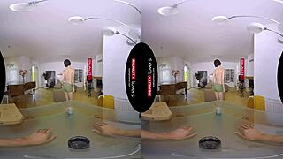 Pizza babe Monika gets tattooed pussy in VR reality show.