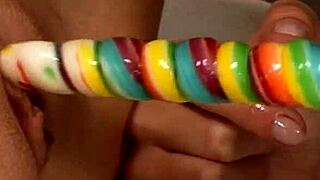 Sexy cuties intensely play with strapon on tight pussy