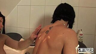 i love watching milf swingers get wild in the bathroom with lesbian fun