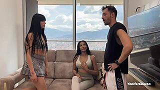 hot latinas fuck their personal trainer 😘 riding big cock with big tits and ass