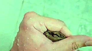 cute brazilian amateur jerks off in the shower, exploring her bisexual side